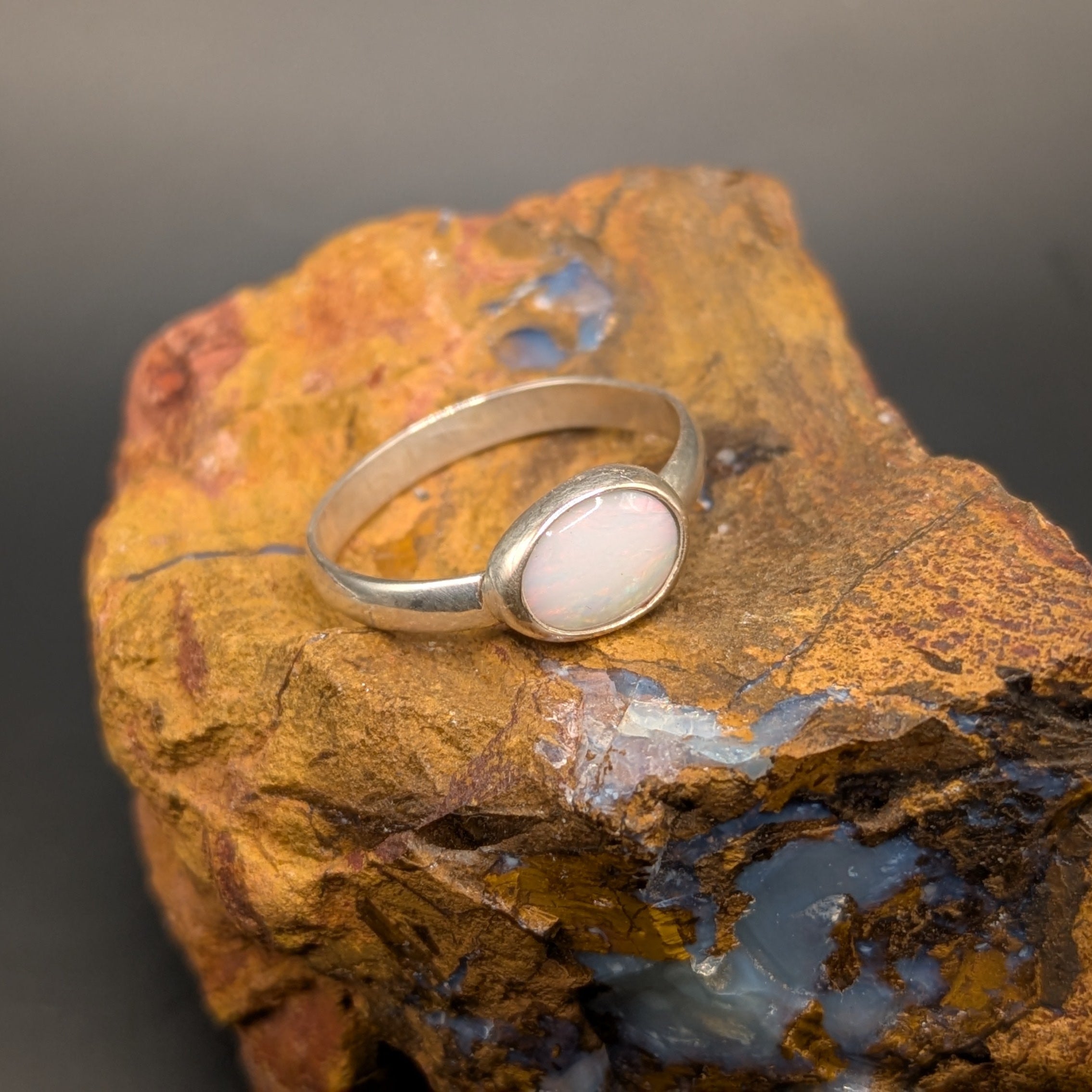 Coober Pedy solid opal ring