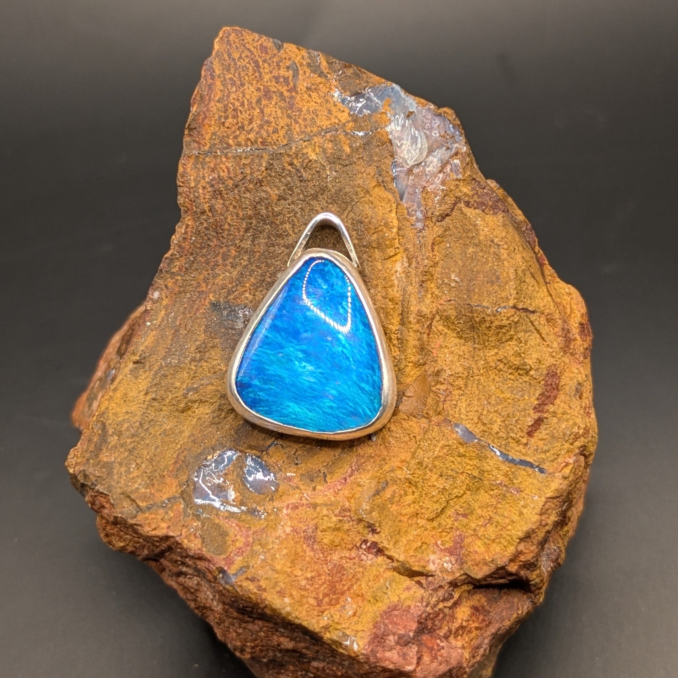 White Cliffs opal doublet pendant in sterling silver
