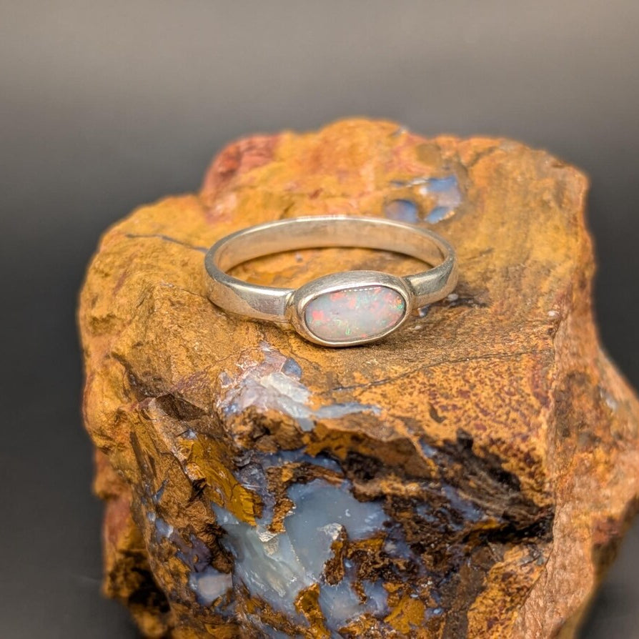 Coober Pedy opal ring in sterling silver