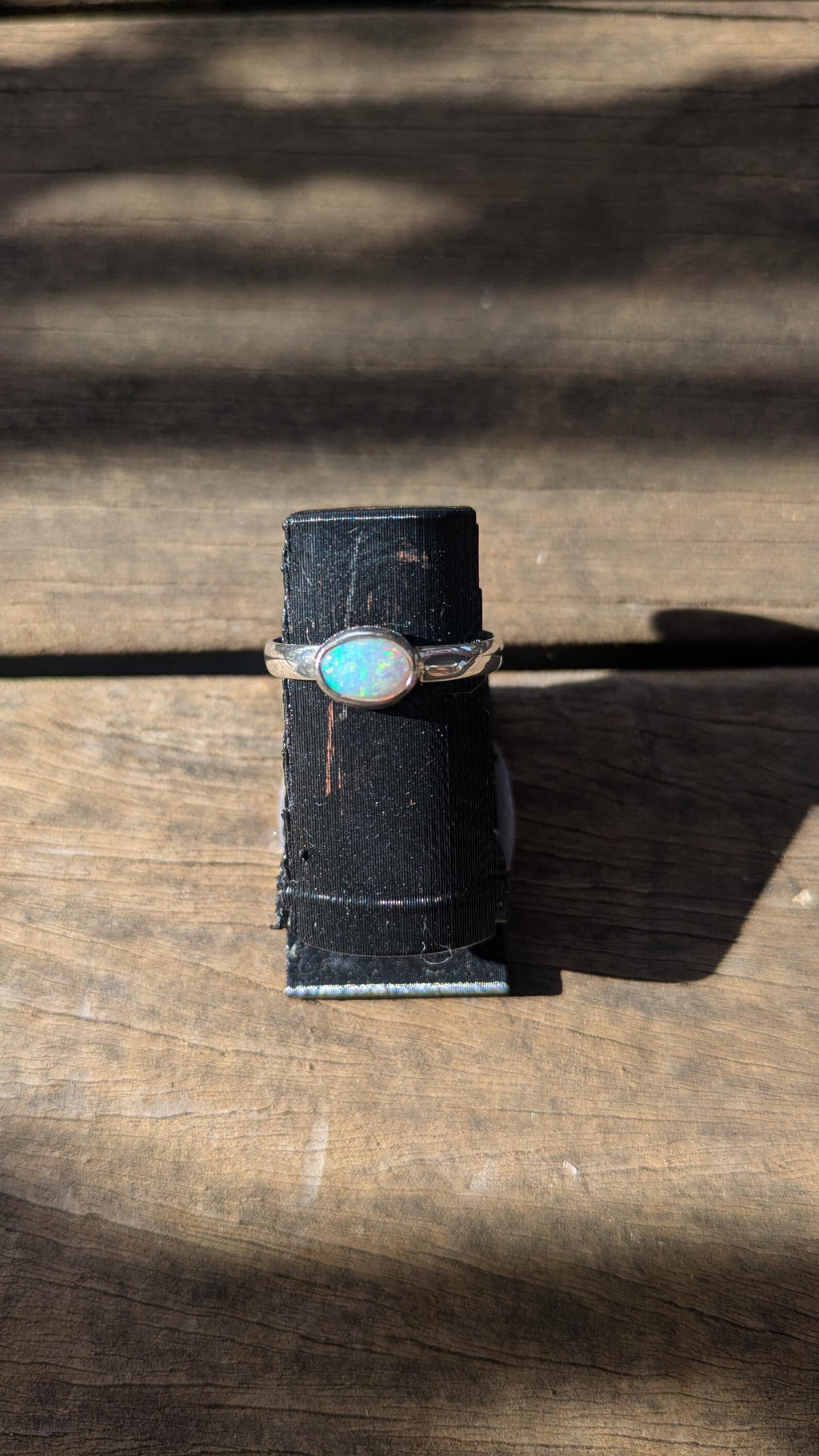 Coober Pedy opal ring in sterling silver