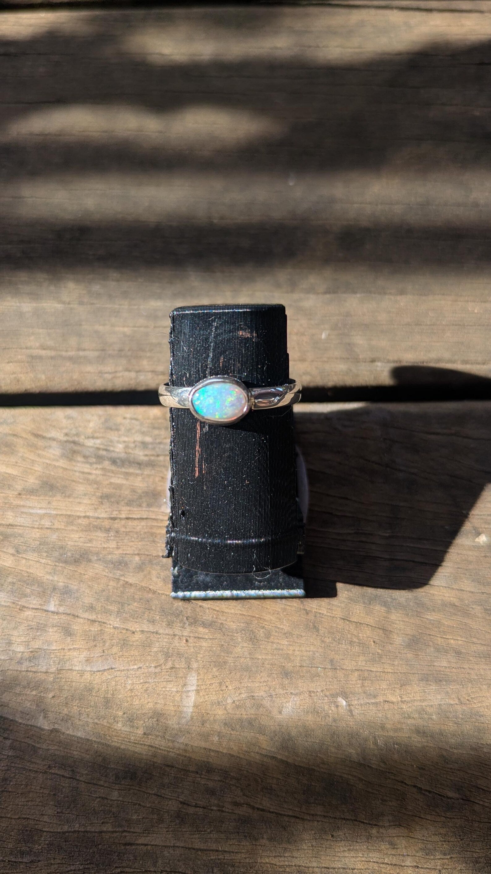 Coober Pedy opal ring in sterling silver