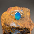 White Cliffs doublet opal ring in sterling silver
