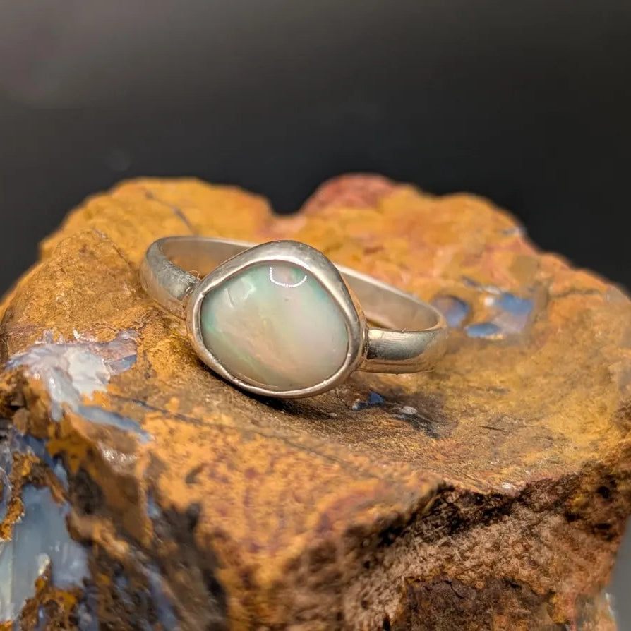 Coober Pedy opal ring in sterling silver
