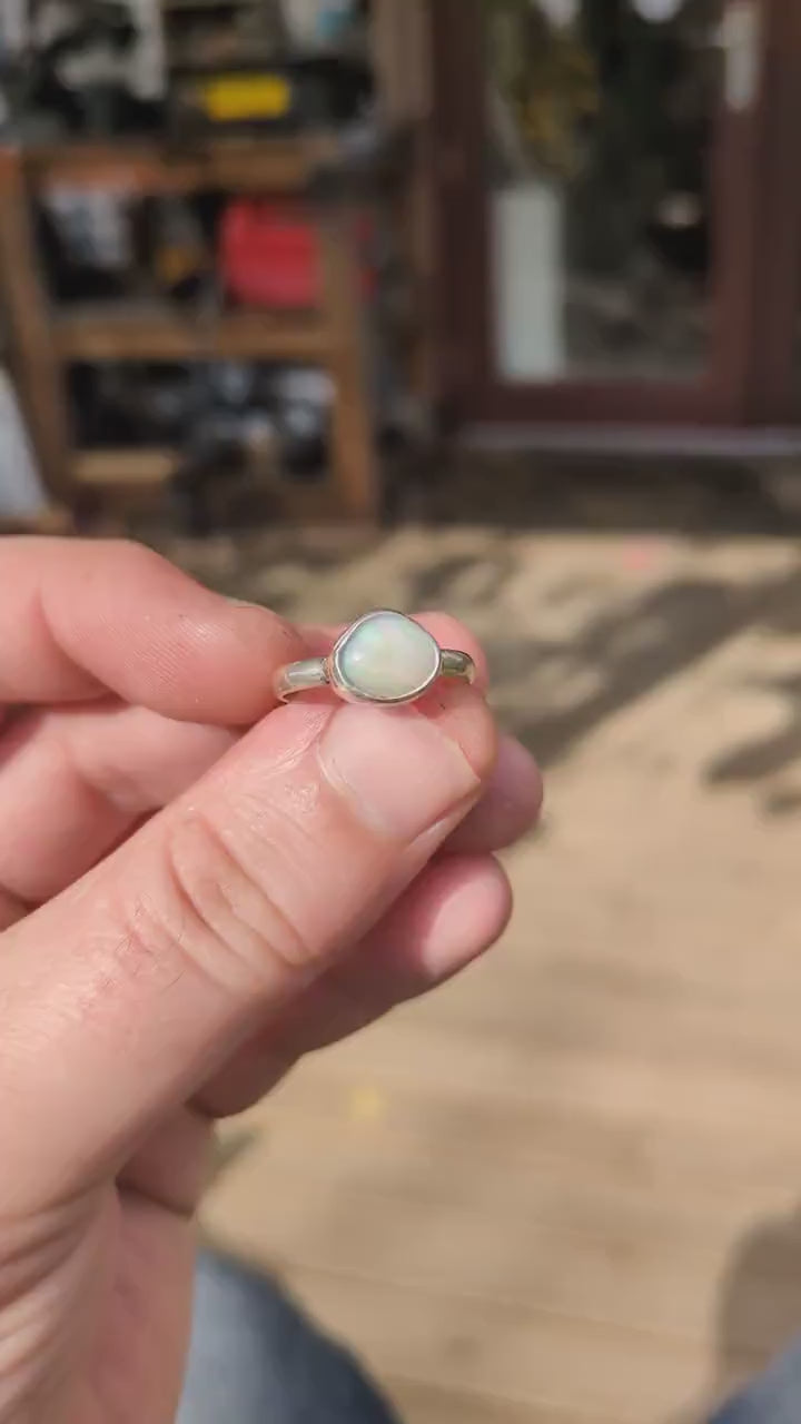 Coober Pedy opal ring in sterling silver
