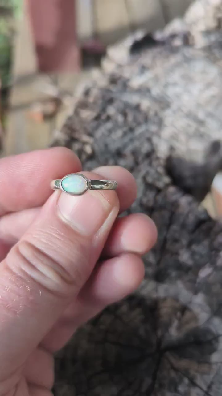 Coober Pedy opal ring in sterling silver