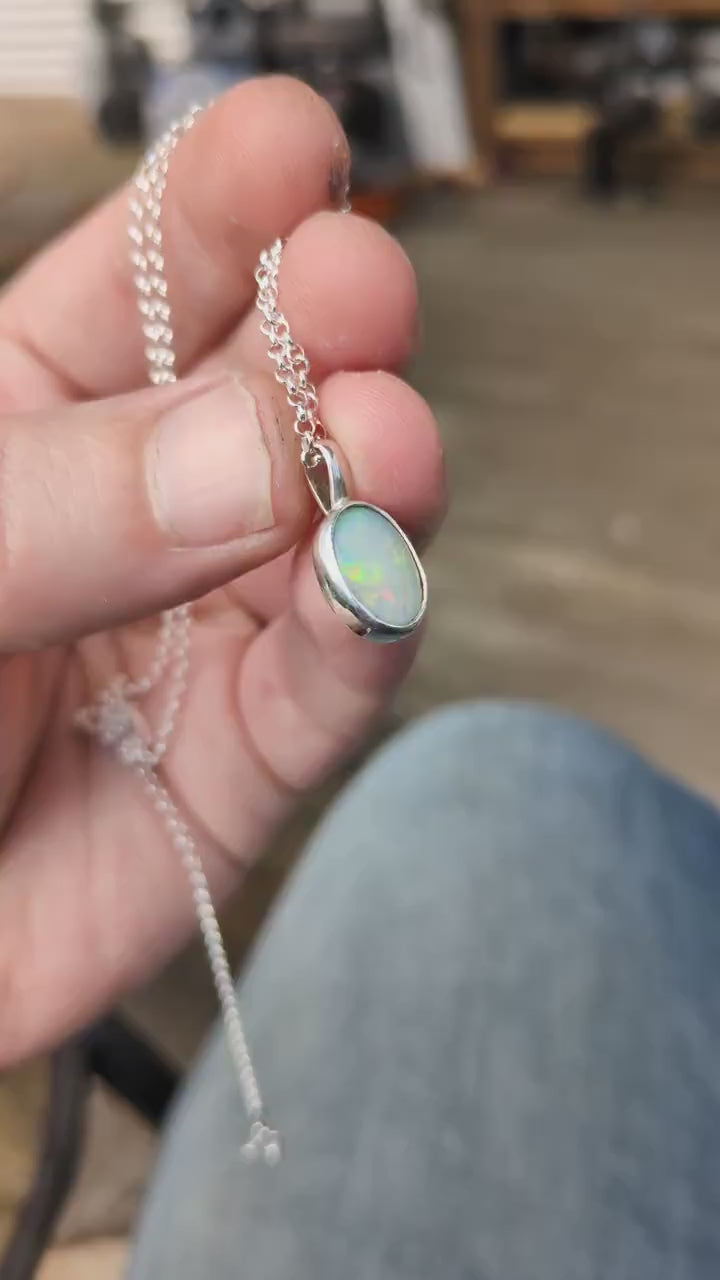Coober Pedy solid opal pendant in sterling silver